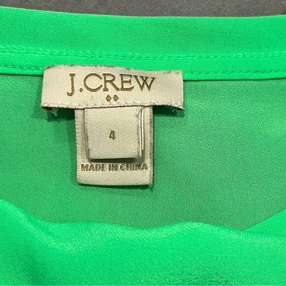 J. Crew Bright Green Drapey Scoopneck Blouse Size 4 - Picture 4 of 7